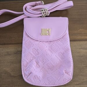 Juicy Couture Pink Crossbody Cell Phone Bag Chain Strap Embossed Logo